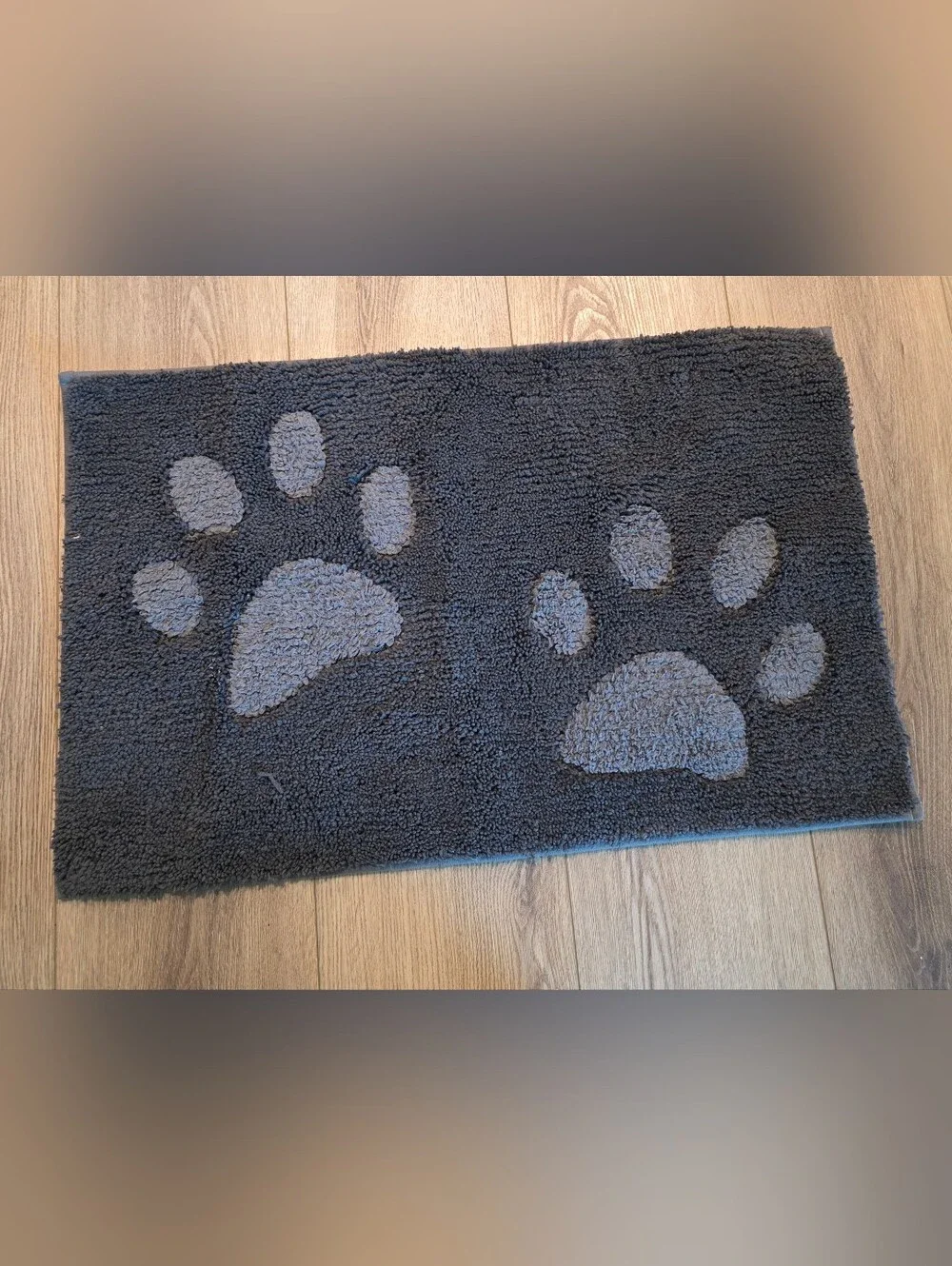 Gray Paw Print Bath Mat - Plush Absorbent Home  Mat
